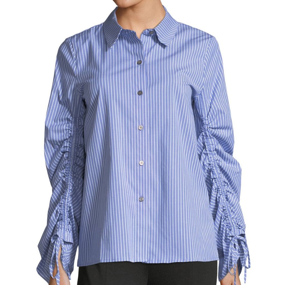 Vince Camuto NEW Button-Front Long Sleeves Blouse Top Shirt Cotton NWT Women's L